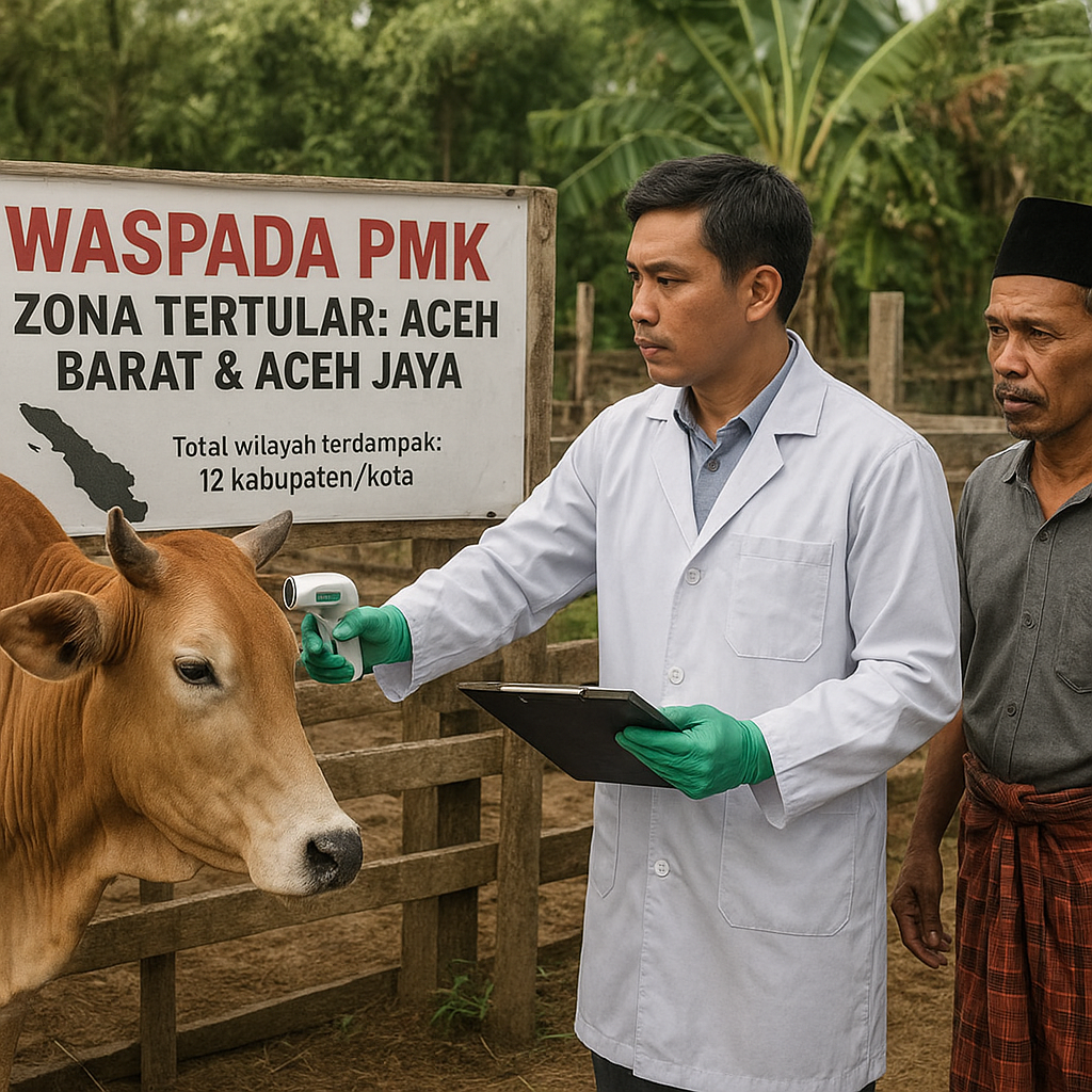 Penyakit Mulut dan Kuku (PMK) Meluas di Wilayah Aceh, Kabupaten Aceh Barat dan Aceh Jaya Dinyatakan Tertular