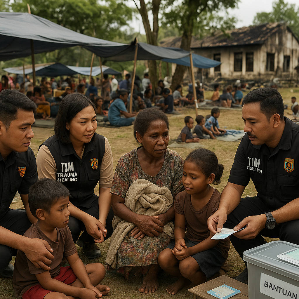 Tim 'trauma healing' Polres Boven dampingi pengungsi terdampak KKB