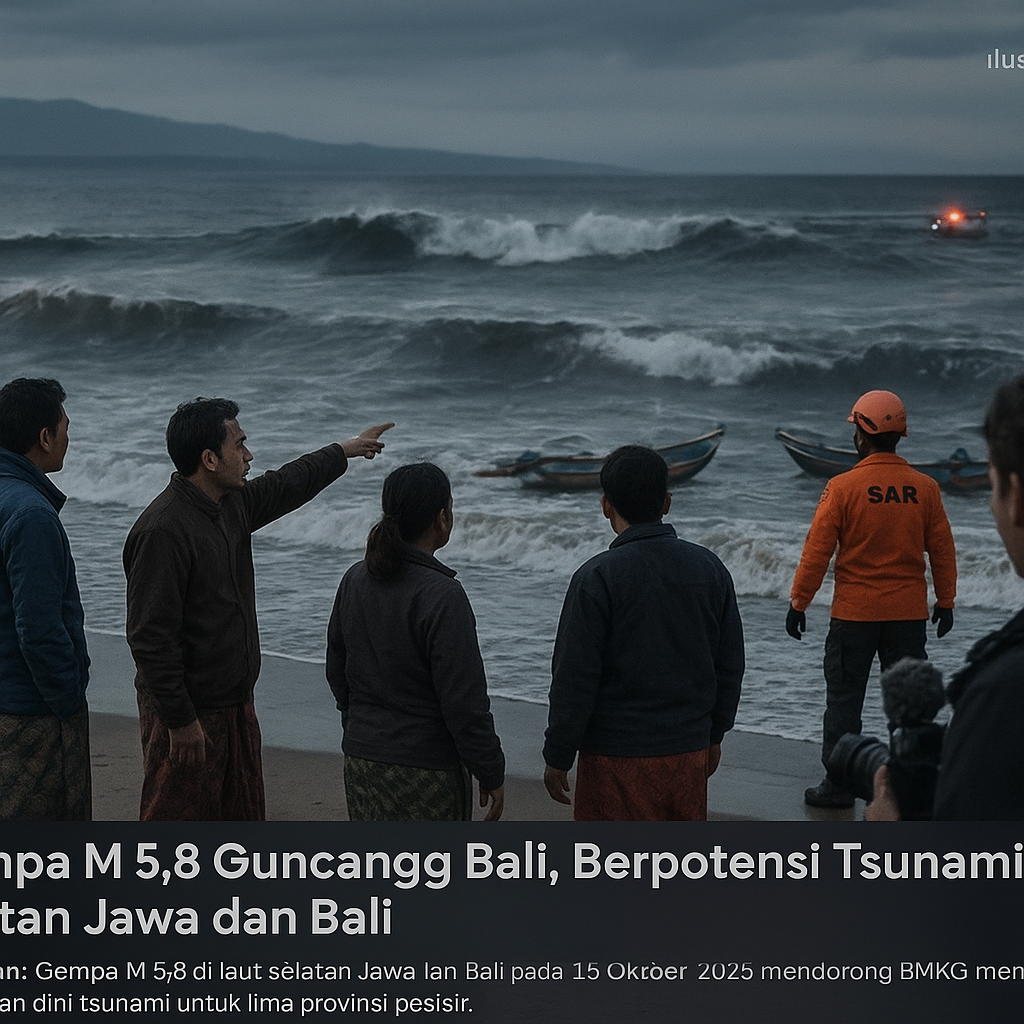 Gempa M 5,8 Guncang Bali, Berpotensi Tsunami di Selatan Jawa dan Bali