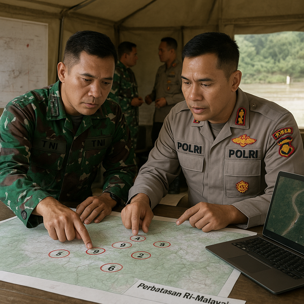 Koordinasi TNI-Polri dalam Pemetaan Potensi Gangguan di Wilayah Perbatasan RI-Malaysia