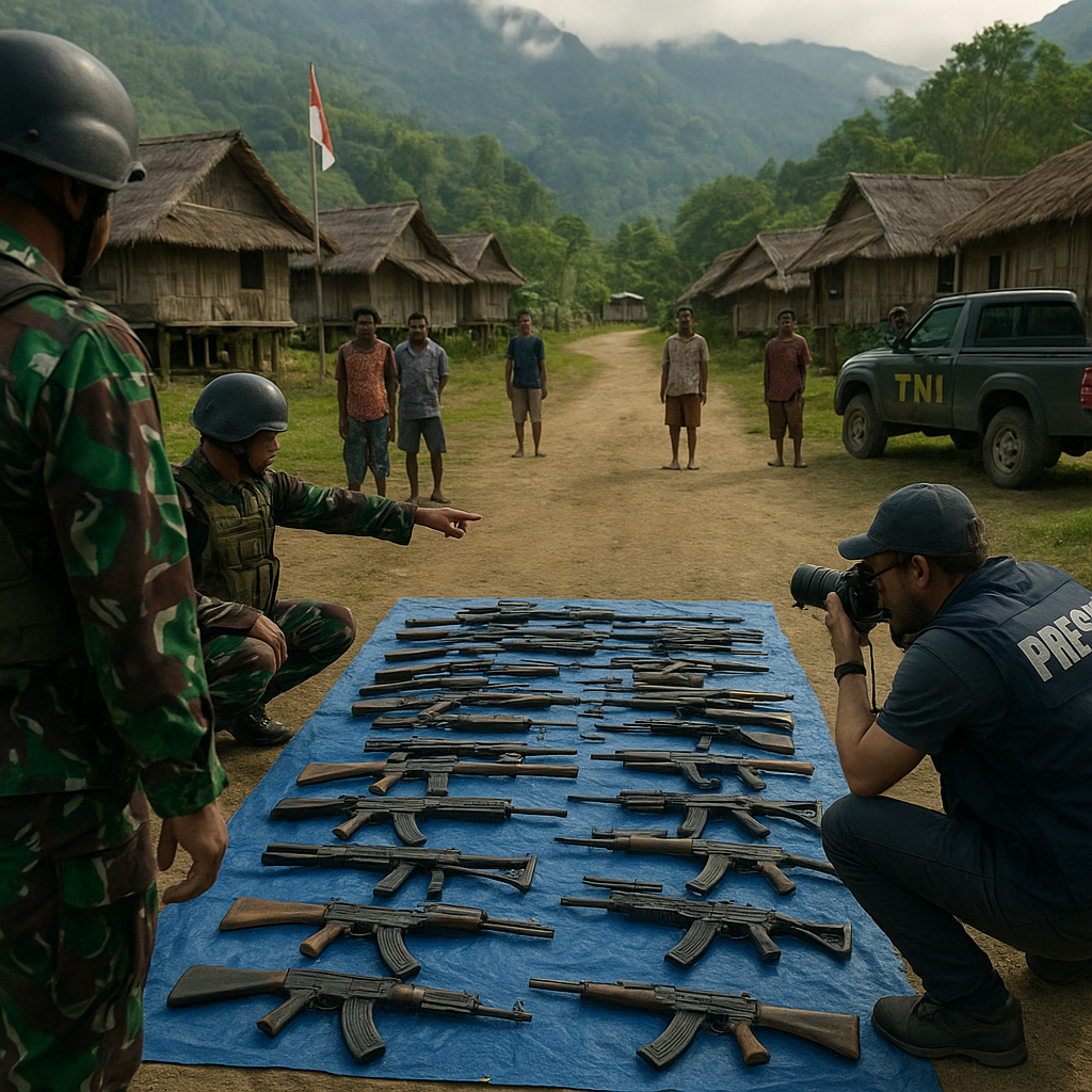 TNI Kuasai Tiga Kampung di Yahukimo, Puluhan Senjata dan Senapan Angin Diamankan