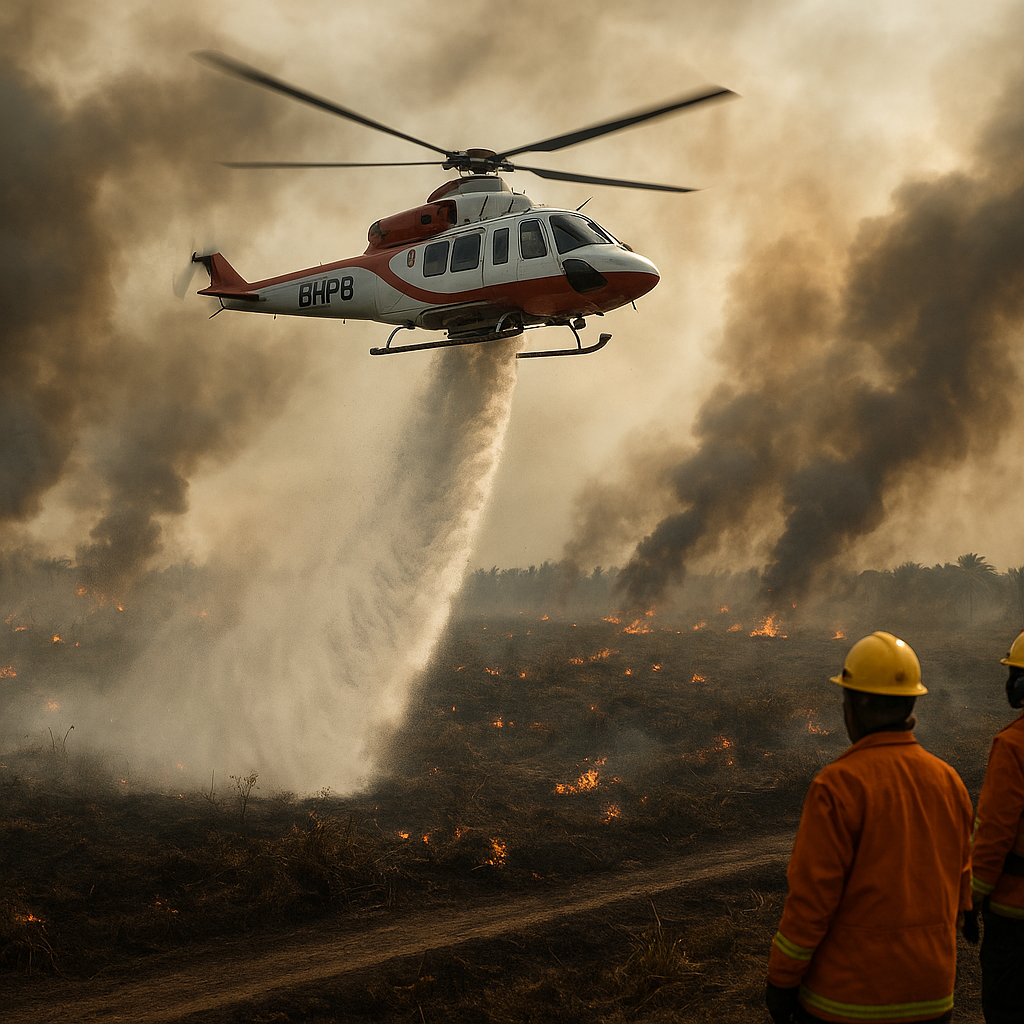 24 Titik Api Muncul di Sumsel, BNPB Kerahkan Helikopter Water Bombing