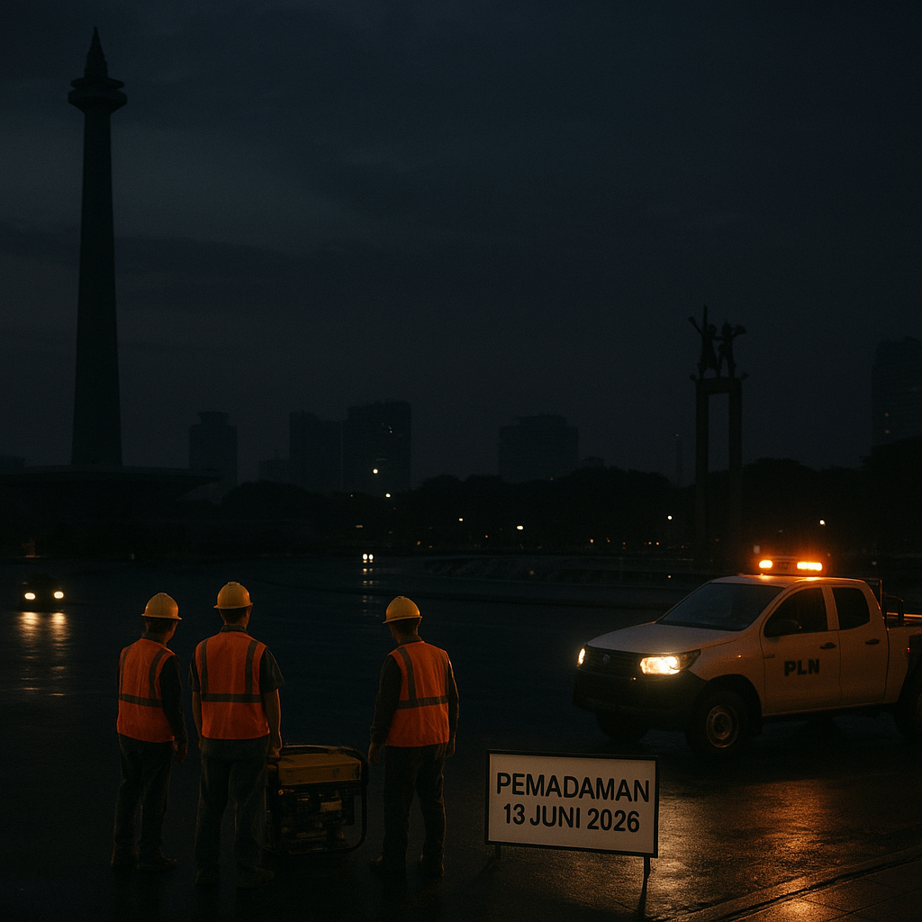 Listrik di Jakarta Padam 13 Juni, Monas hingga Bundaran HI Bakal Gelap