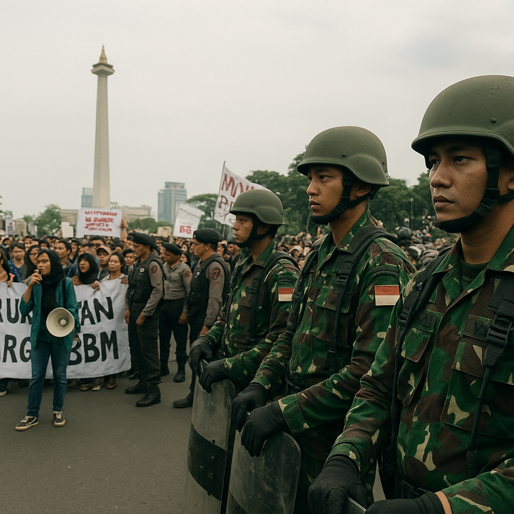 TNI Siaga 24 Jam Amankan Demo Mahasiswa Tuntut Turunkan Harga BBM
