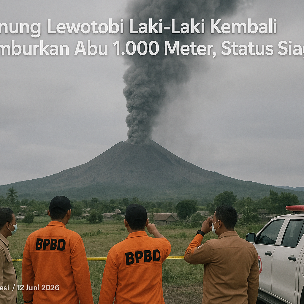 Gunung Lewotobi Laki-Laki Kembali Semburkan Abu 1.000 Meter, Status Siaga