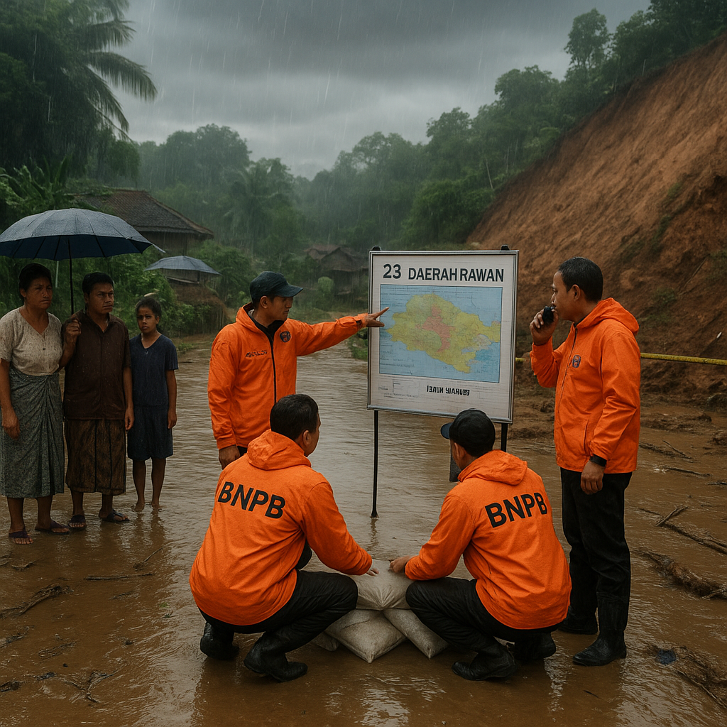 BNPB Catat 23 Daerah Rawan Banjir Bandang dan Longsor di Jabar Puncak Musim Hujan