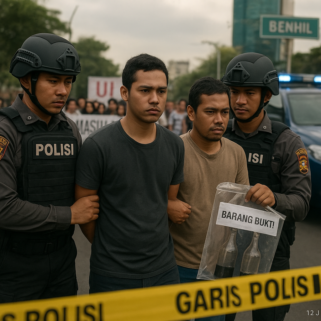 Polisi Tangkap 2 Pria Pembawa Bom Molotov di Benhil, Hendak Susupi Demo Mahasiswa UI