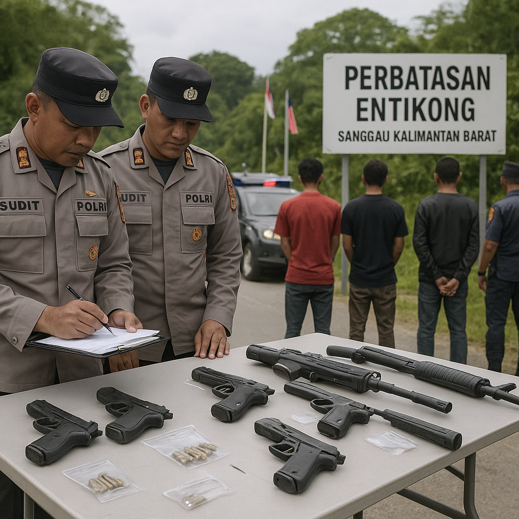 Polri Bongkar Penyusupan Senjata Api di Perbatasan Entikong-Malaysia, 5 Tersangka Diamankan