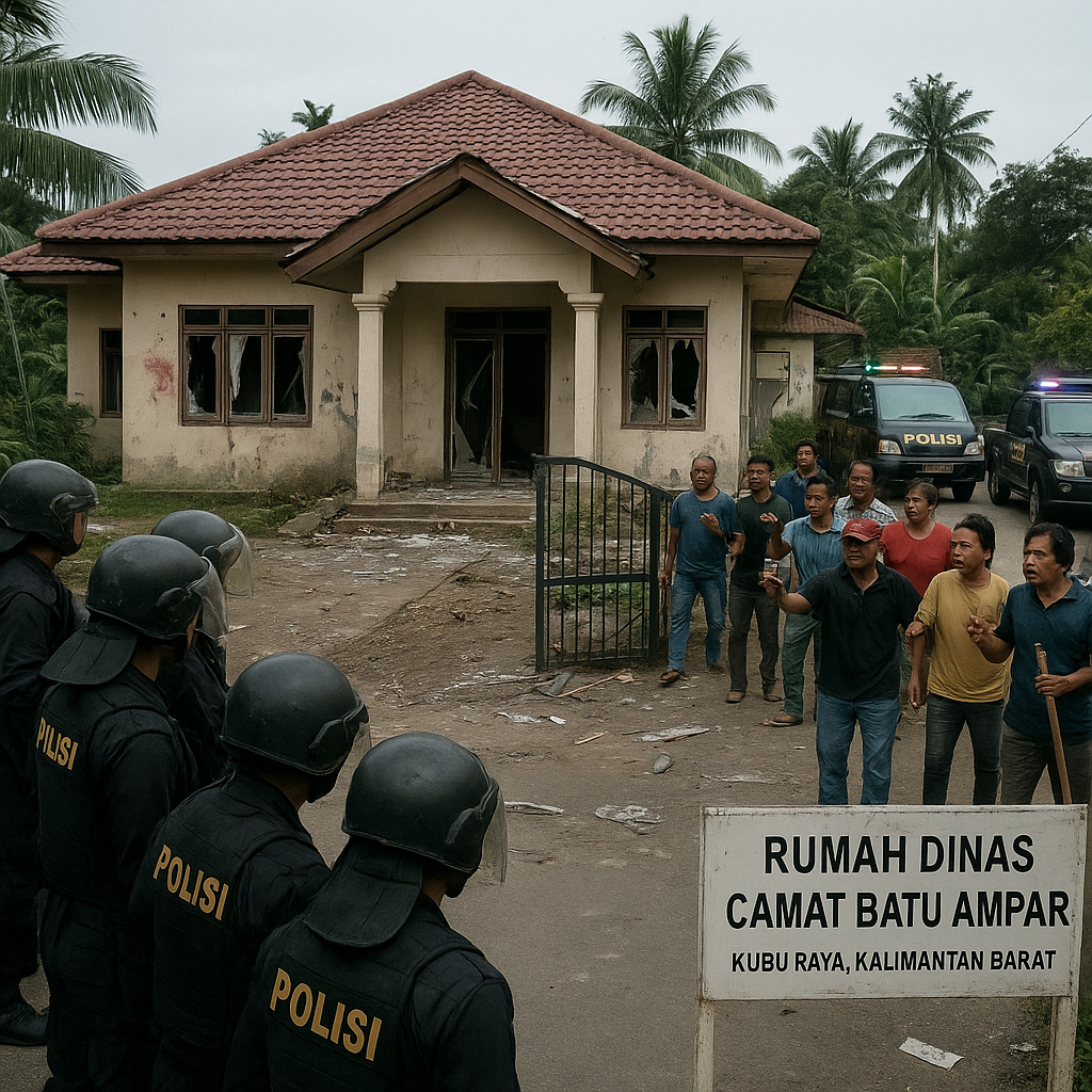 Rumah Dinas Camat Batu Ampar Dirusak Massa di Kalimantan Barat