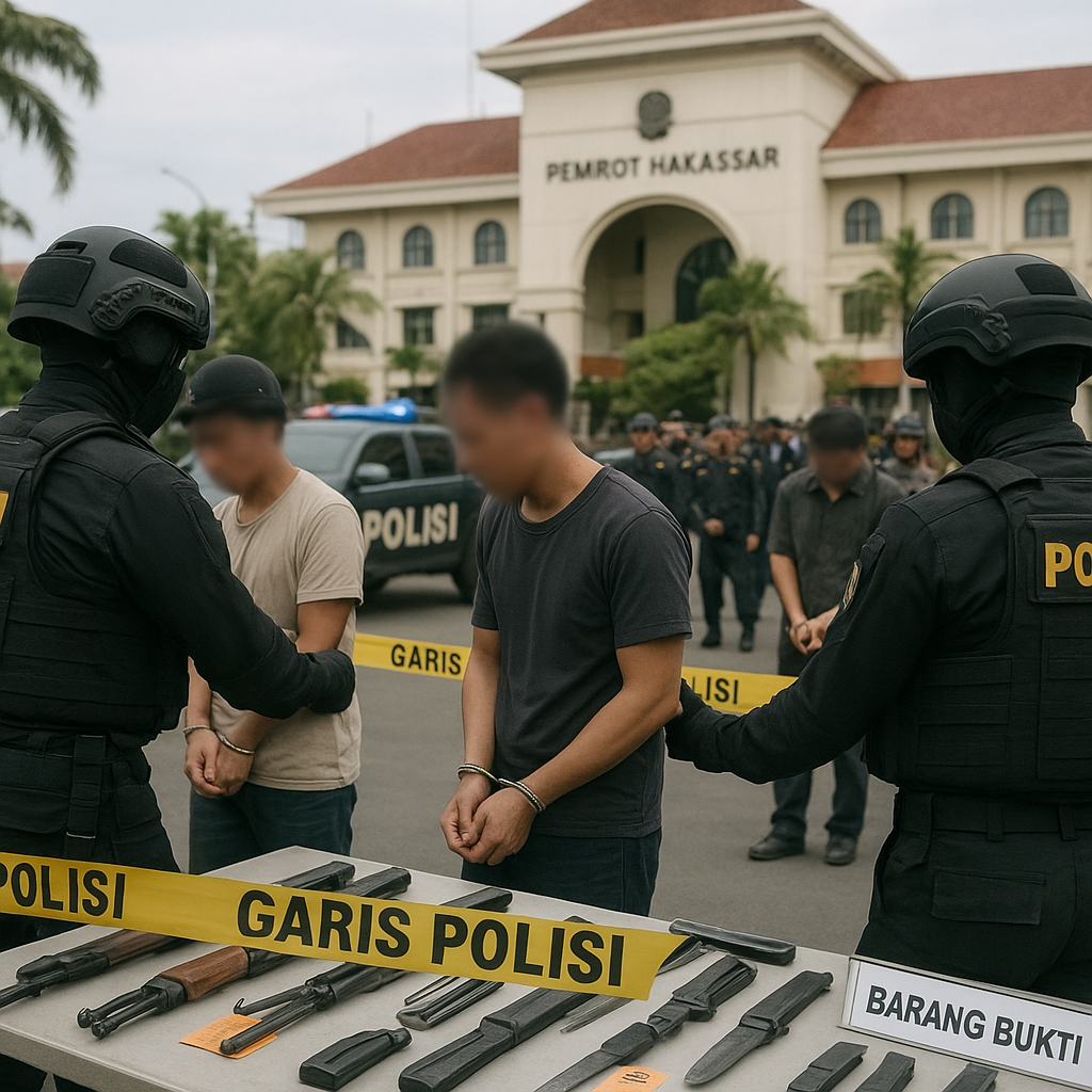 Penangkapan 15 Anggota Kelompok Radikal di Kota Makassar yang Rencanakan Serangan Terhadap Instansi Pemerintah