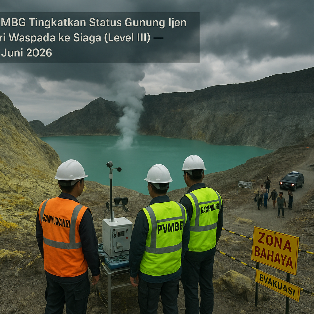PVMBG Tingkatkan Status Gunung Ijen dari Waspada ke Siaga