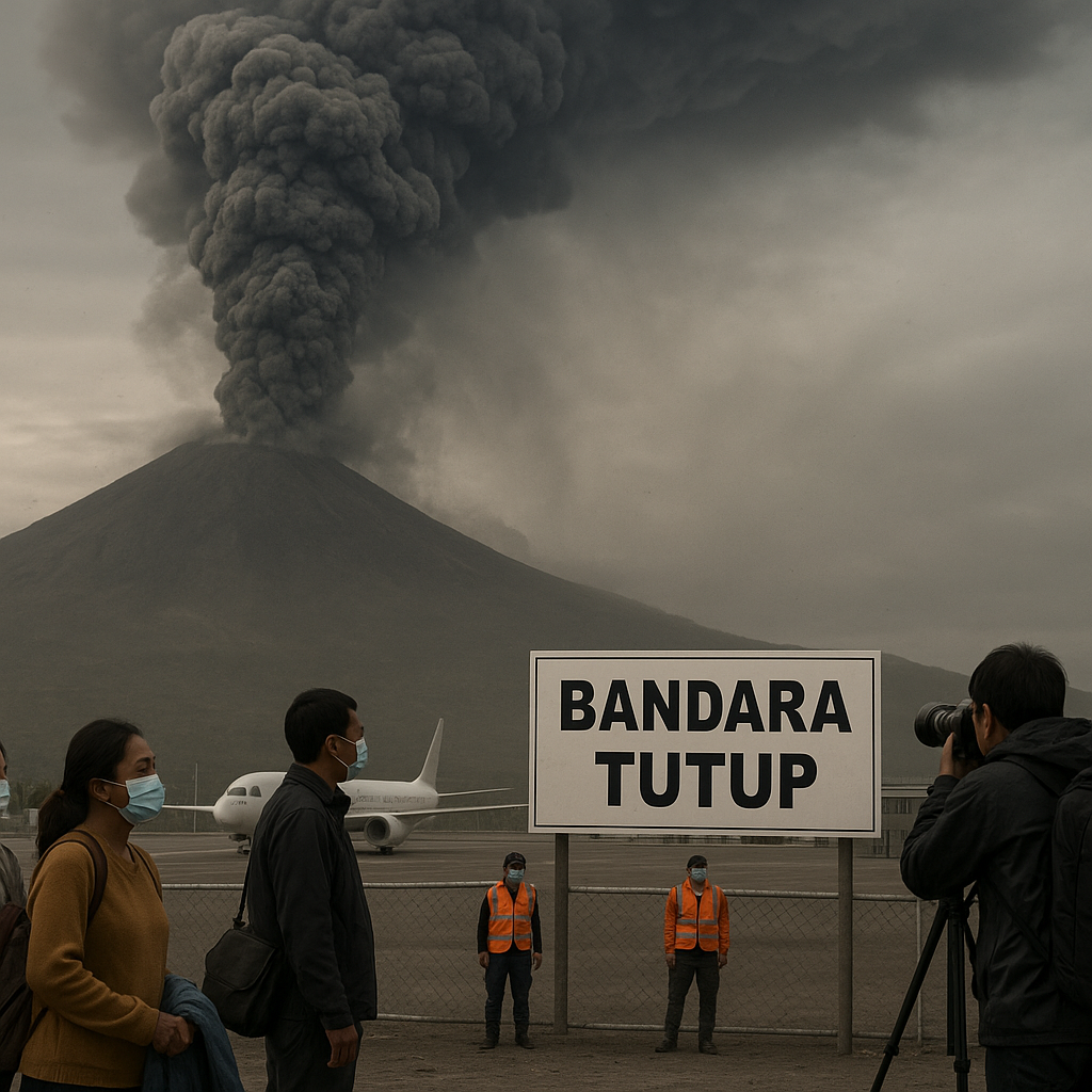 Gunung Lewotobi Laki-Laki Erupsi, Semburkan Kolom Abu 1.500 Meter dan Tutup Dua Bandara di Flores
