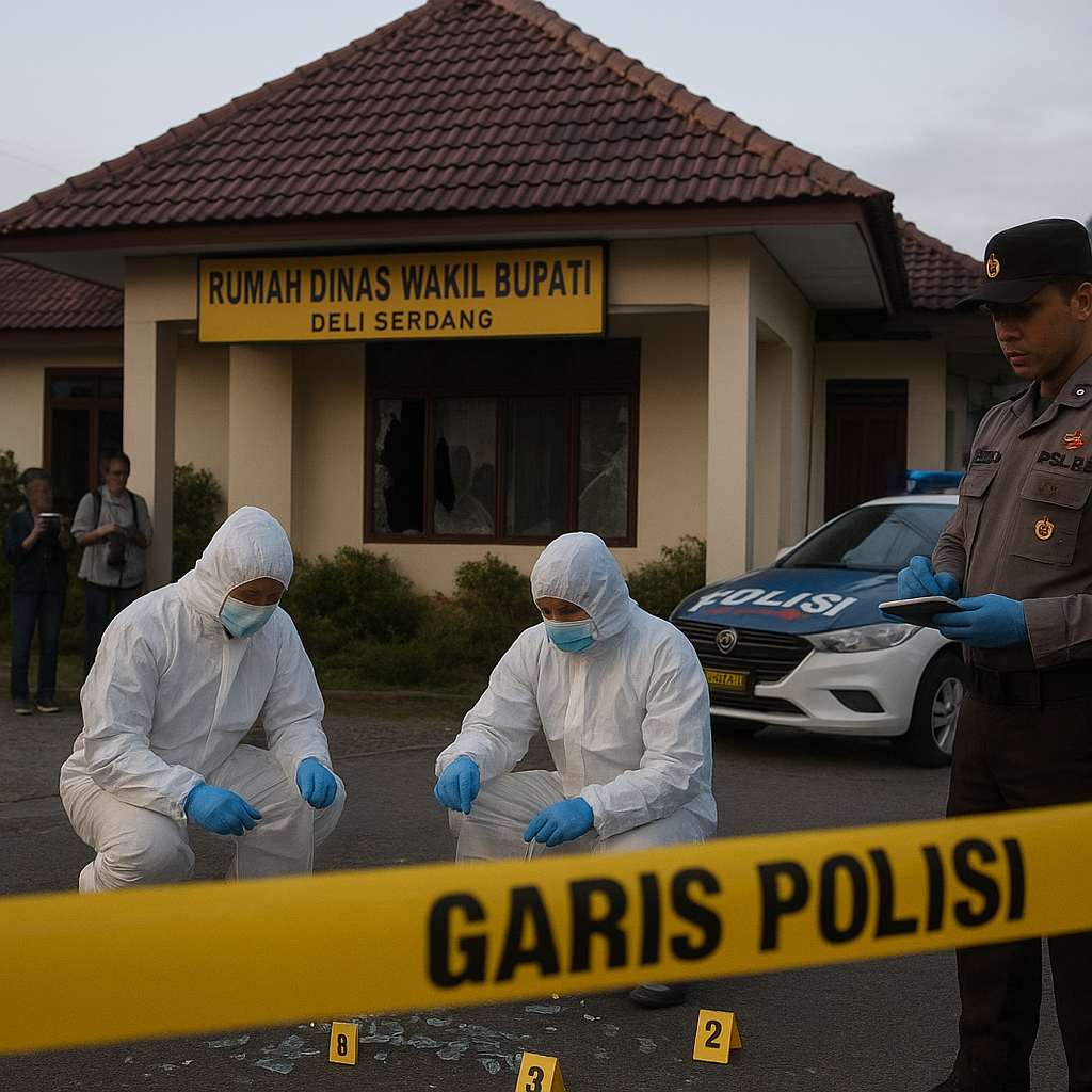 Rumah Dinas Wabup Deli Serdang Diduga Ditembak OTK, Kaca Dibawa ke Polda Sumut