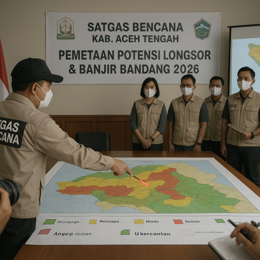 Satgas Bencana Kabupaten Aceh Tengah Rilis Pemetaan Potensi Longsor dan Banjir Bandang