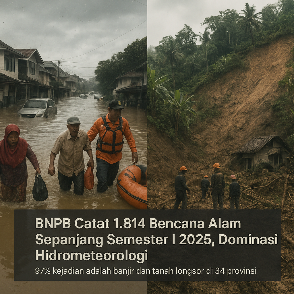BNPB Catat 1.814 Bencana Alam Sepanjang Semester I 2025, Dominasi Hidrometeorologi