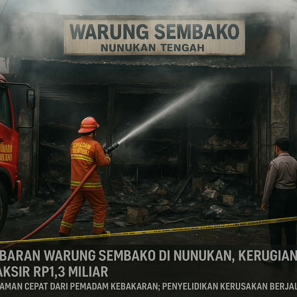 Kebakaran Warung Sembako di Nunukan, Kerugian Ditaksir Rp1,3 Miliar