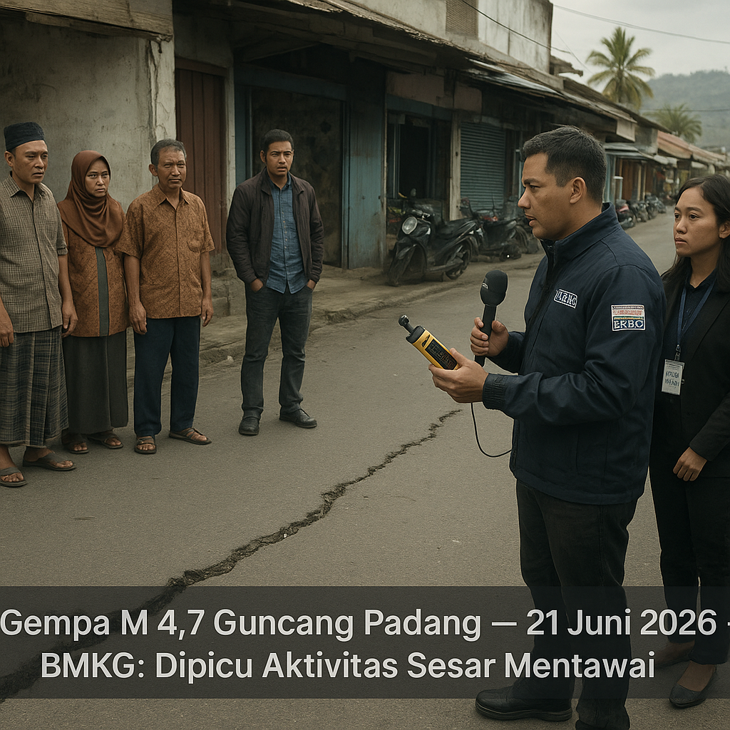 Gempa M 4,7 Guncang Padang, BMKG: Dipicu Aktivitas Sesar Mentawai