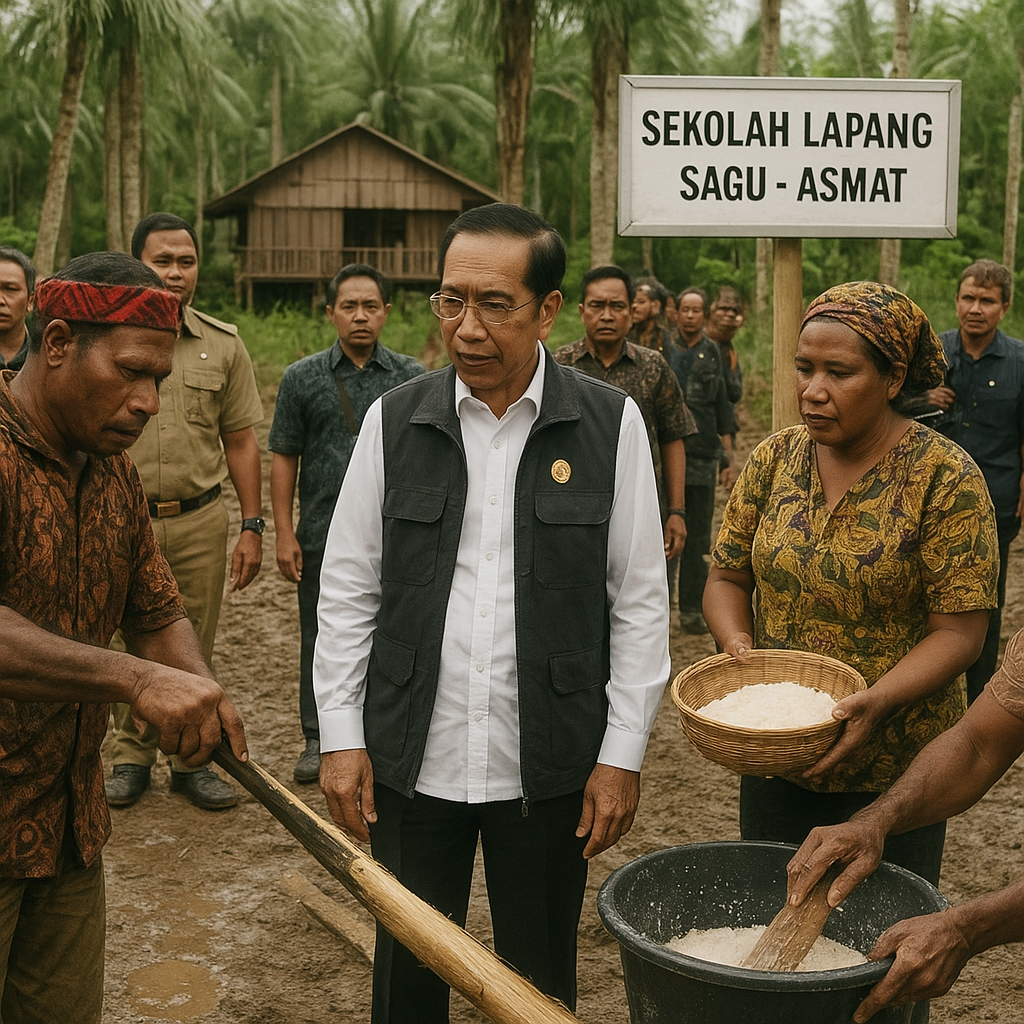 Wapres Tinjau Sekolah Lapang Sagu Asmat, Dorong Hilirisasi Komoditas Unggulan Papua