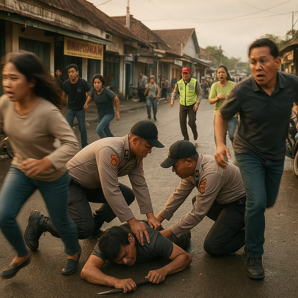 Pria Bersenjata Badik Ngamuk di Lampung, Warga Panik Berlarian