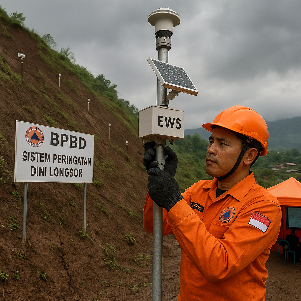 Kawasan Rawan Longsor di Garut Dipasangi Early Warning System oleh BPBD