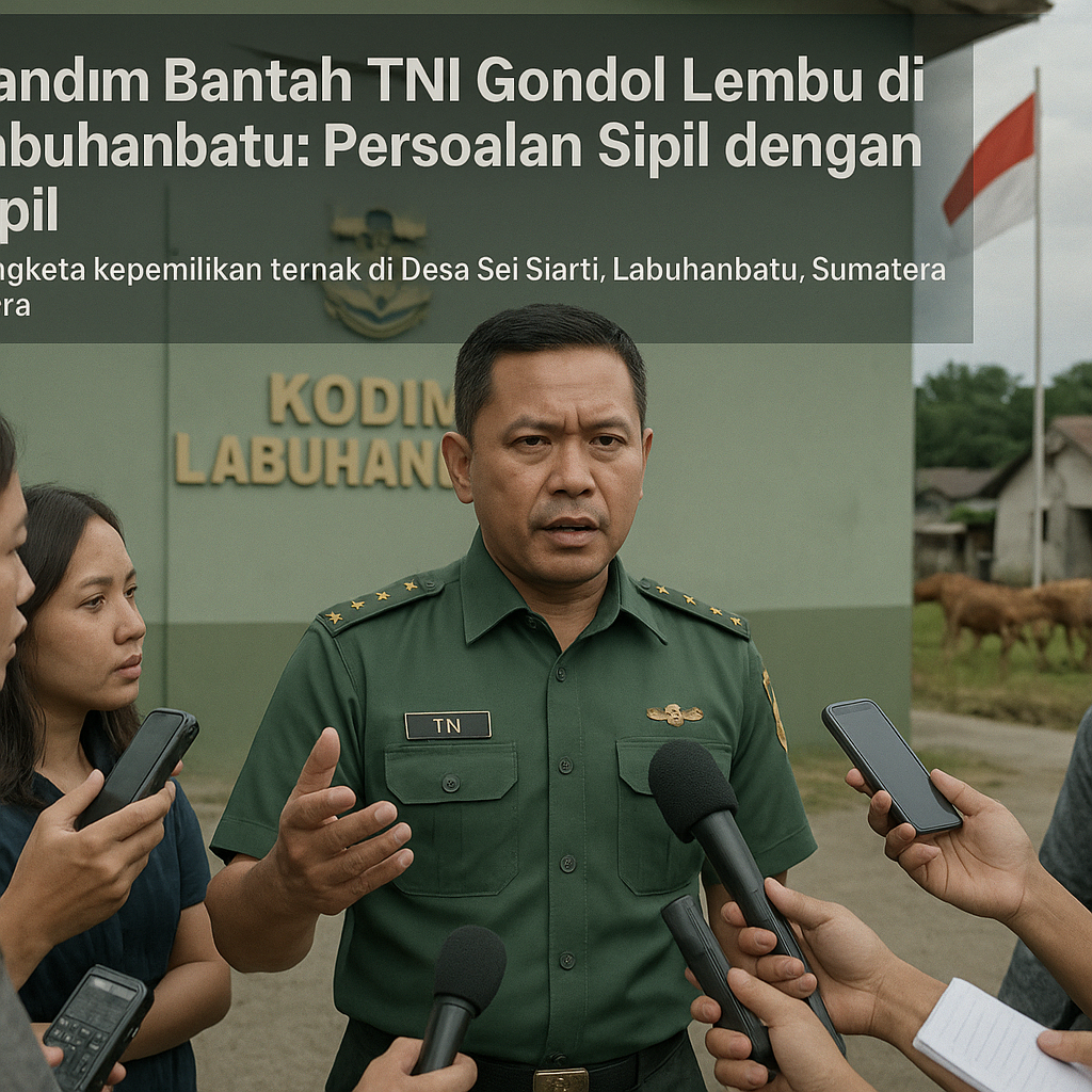 Dandim Bantah TNI Gondol Lembu di Labuhanbatu: Persoalan Sipil dengan Sipil