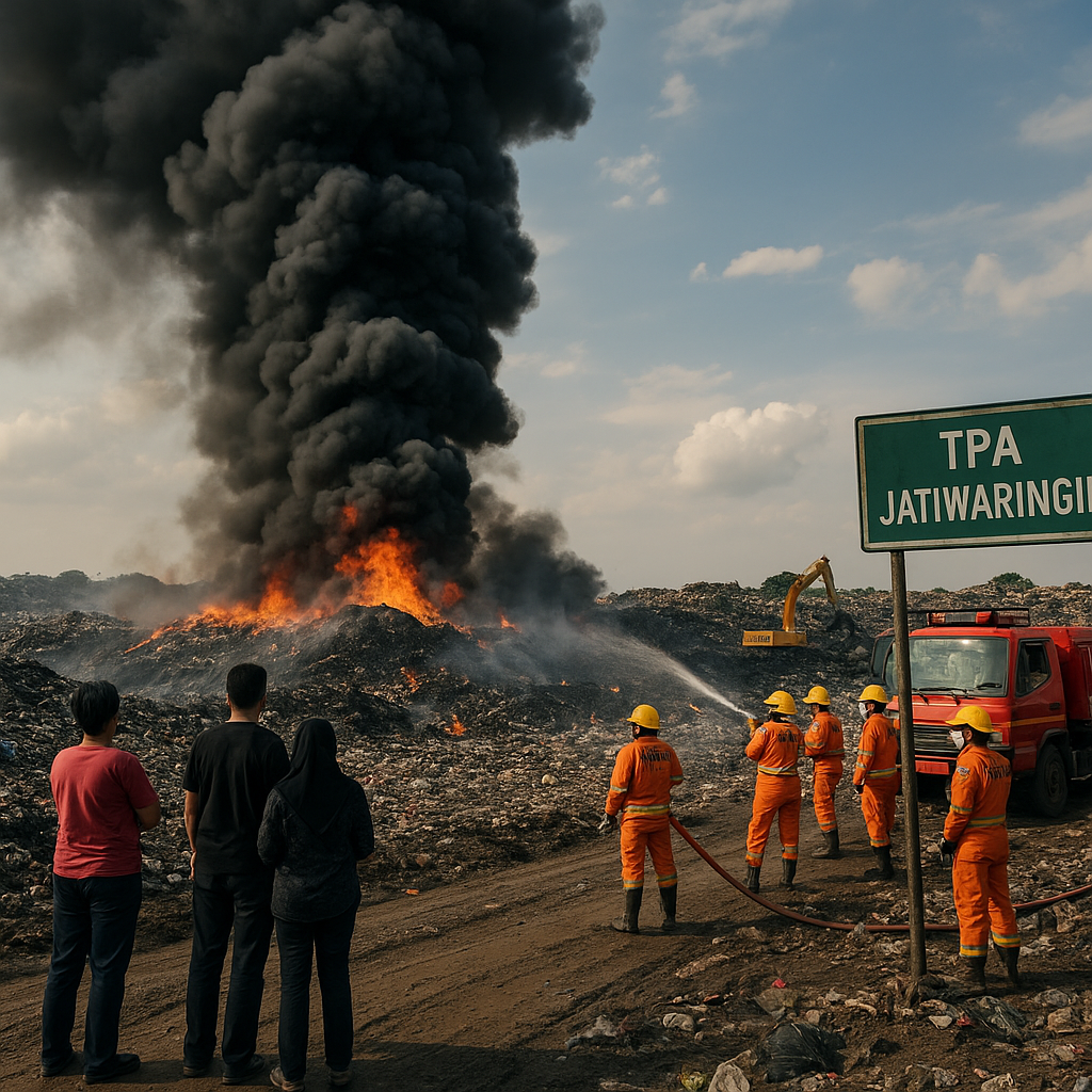 TPA Jatiwaringin Tangerang Kebakaran, Asap Hitam Membumbung Tinggi