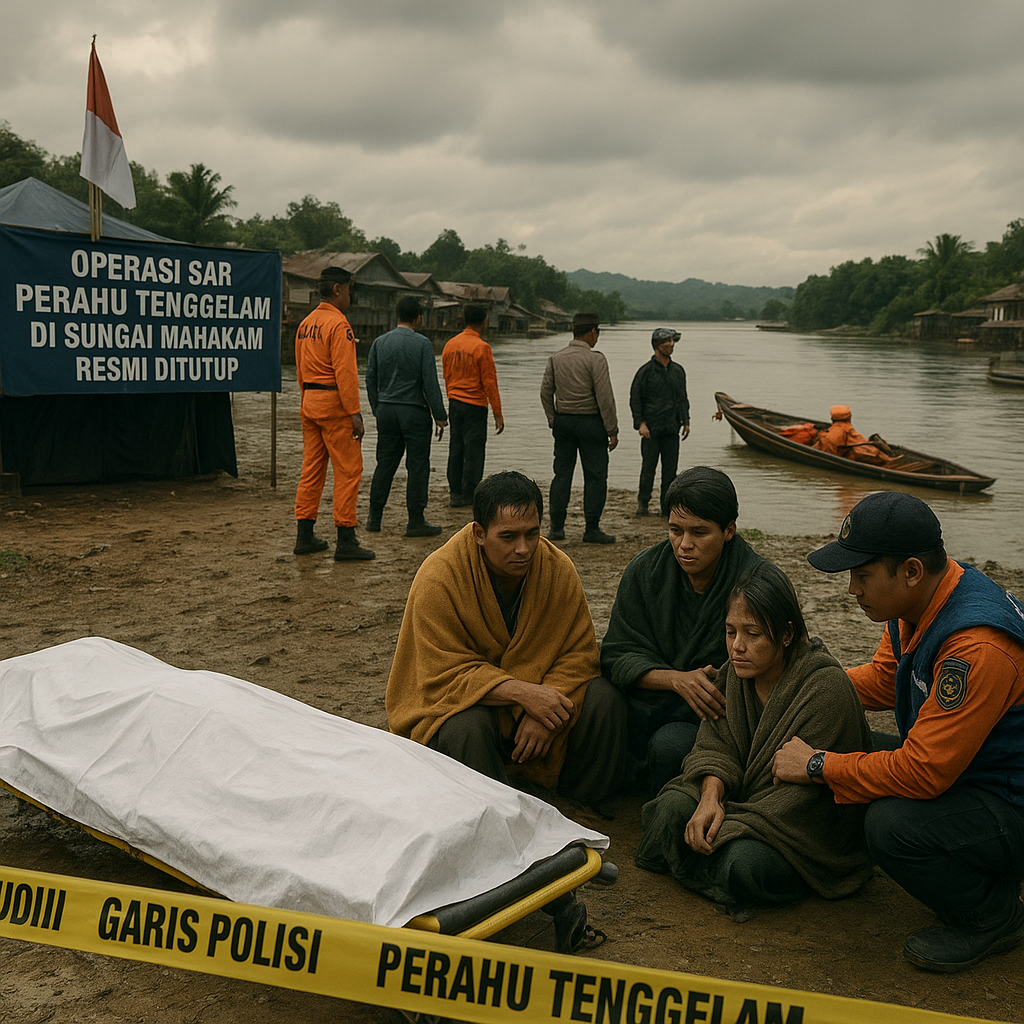 Operasi SAR Perahu Tenggelam di Sungai Mahakam Resmi Ditutup