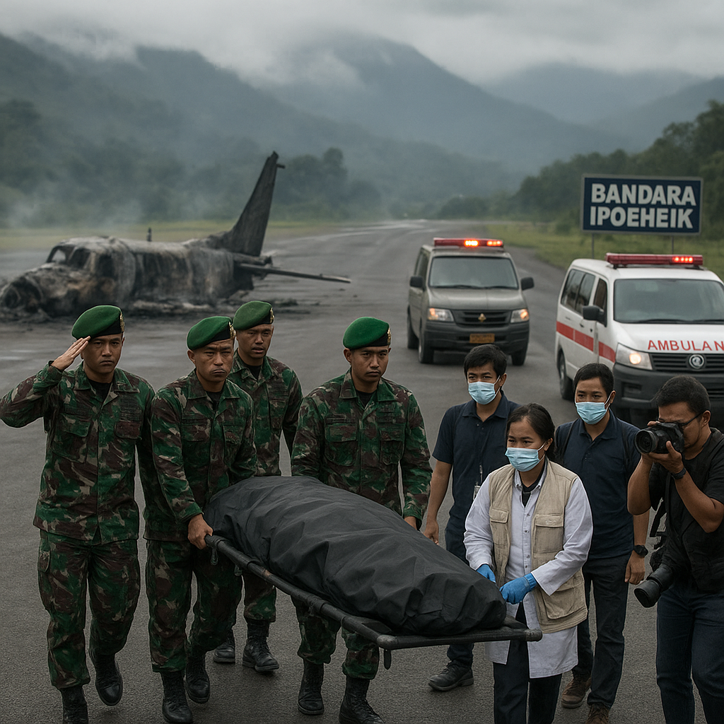TNI Evakuasi Pilot Amerika Serikat yang Tewas Ditembak dan Pesawatnya Dibakar di Papua