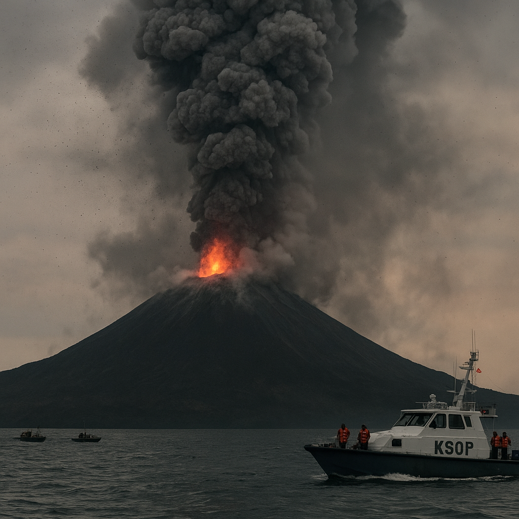 Gunung Anak Krakatau Berstatus Siaga, KSOP Keluarkan Imbauan bagi Kapal di Selat Sunda