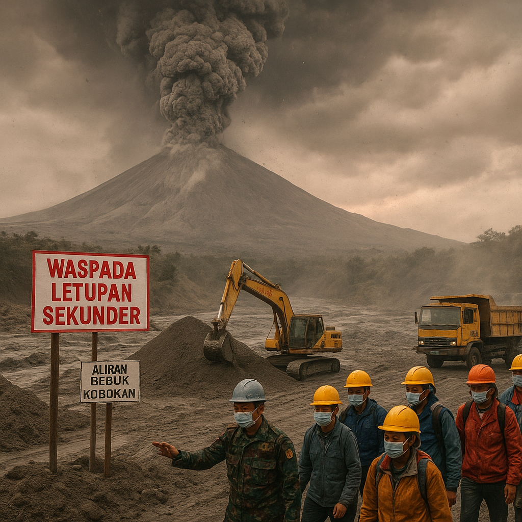 Gunung Semeru Erupsi 1 Kilometer, Waspada Letupan Sekunder di Area Tambang