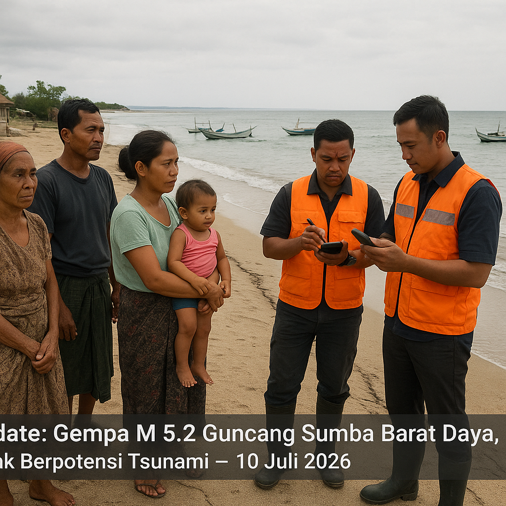 Update: Gempa M 5.2 Guncang Sumba Barat Daya NTT, Tidak Berpotensi Tsunami