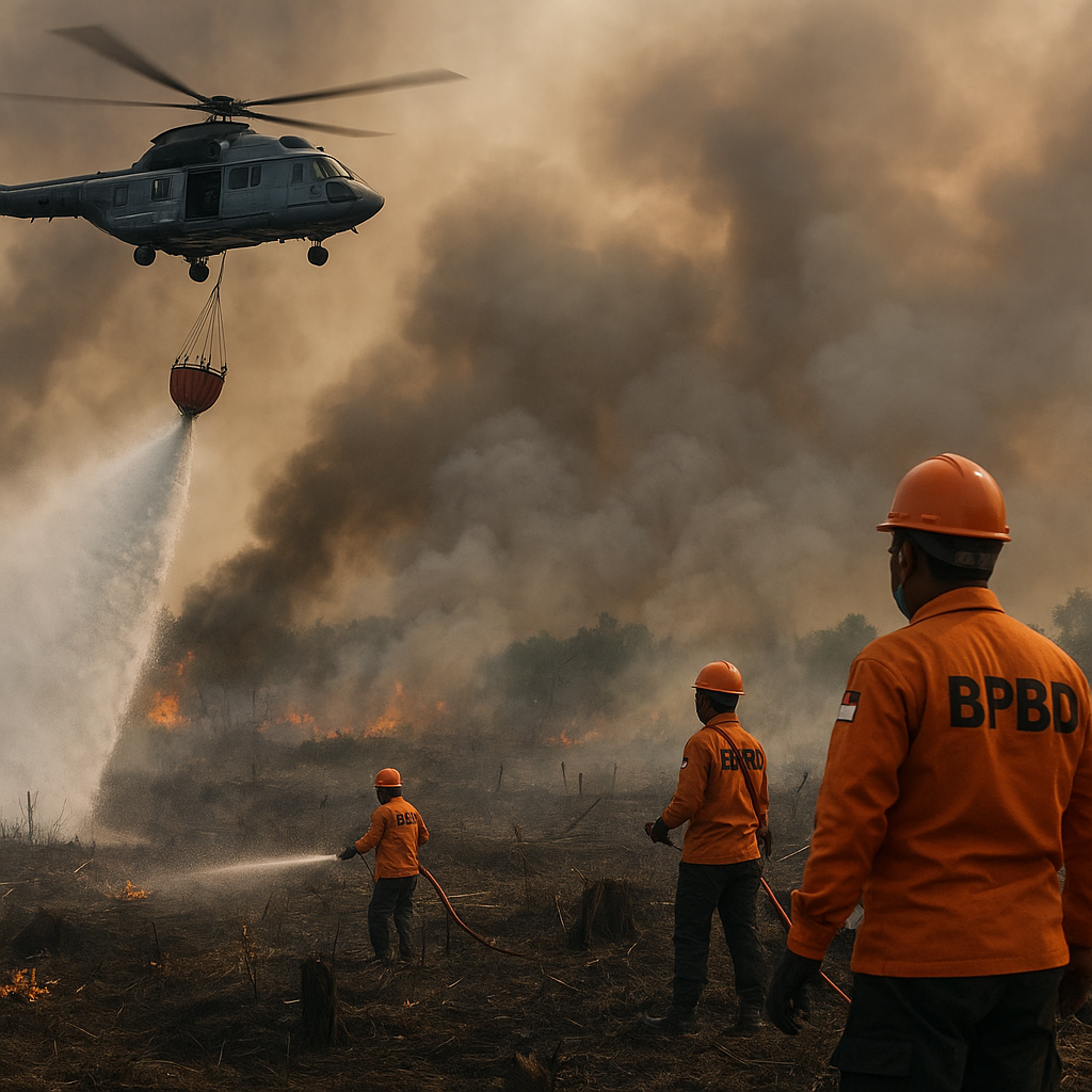 3 Jam Helikopter Water Bombing Meluncur Jinakkan Api Karhutla di Bajubang Batang Hari
