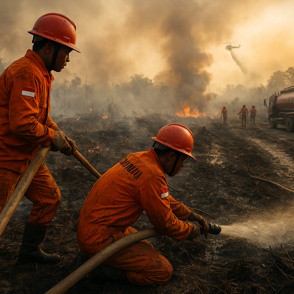 Manggala Agni Berjibaku Padamkan Karhutla 10 Ha di Rokan Hilir Riau
