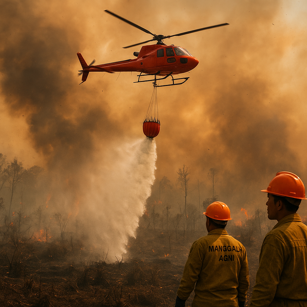 Kebakaran hutan di Riau meluas, Manggala Agni terjunkan helikopter waterbombing