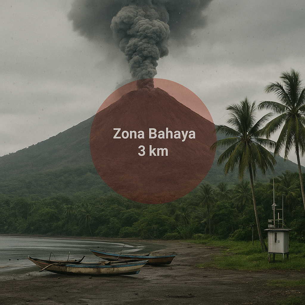 Gunung Ibu di Halmahera Barat Naik Status menjadi Siaga (Level III), Zona Bahaya Diperluas