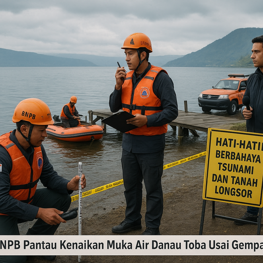 BNPB Pantau Kenaikan Muka Air Danau Toba Usai Gempa M 5,8 di Humbang Hasundutan