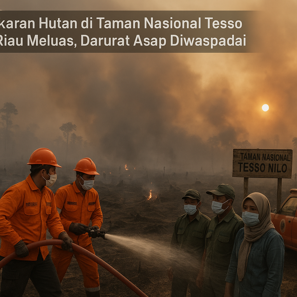 Kebakaran Hutan di Taman Nasional Tesso Nilo Riau Meluas, Darurat Asap Diwaspadai