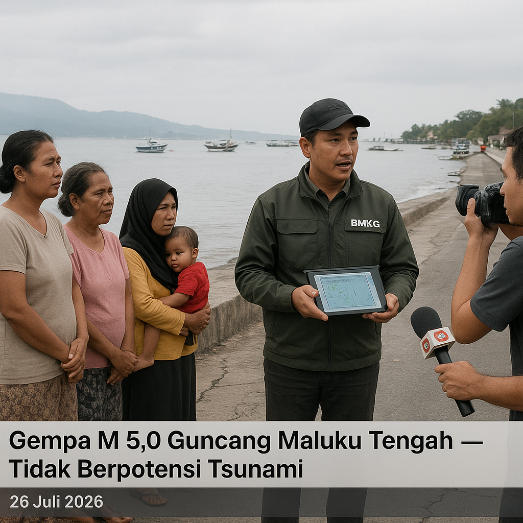 Gempa M 5,0 Guncang Maluku Tengah, Tidak Berpotensi Tsunami