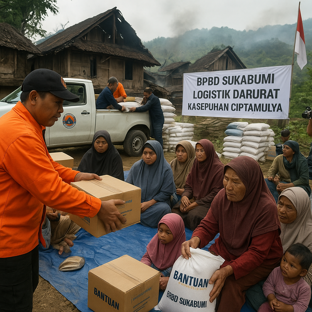 BPBD Sukabumi Kerahkan Logistik Darurat untuk Korban Kebakaran Kasepuhan Ciptamulya