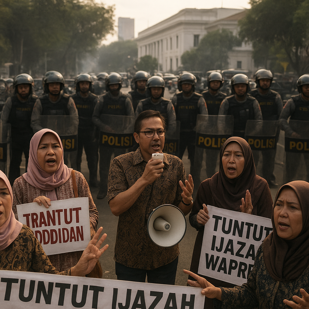Roy Suryo Ikut Aksi Emak-Emak Tuntut Ijazah Wapres Gibran di Kebon Sirih