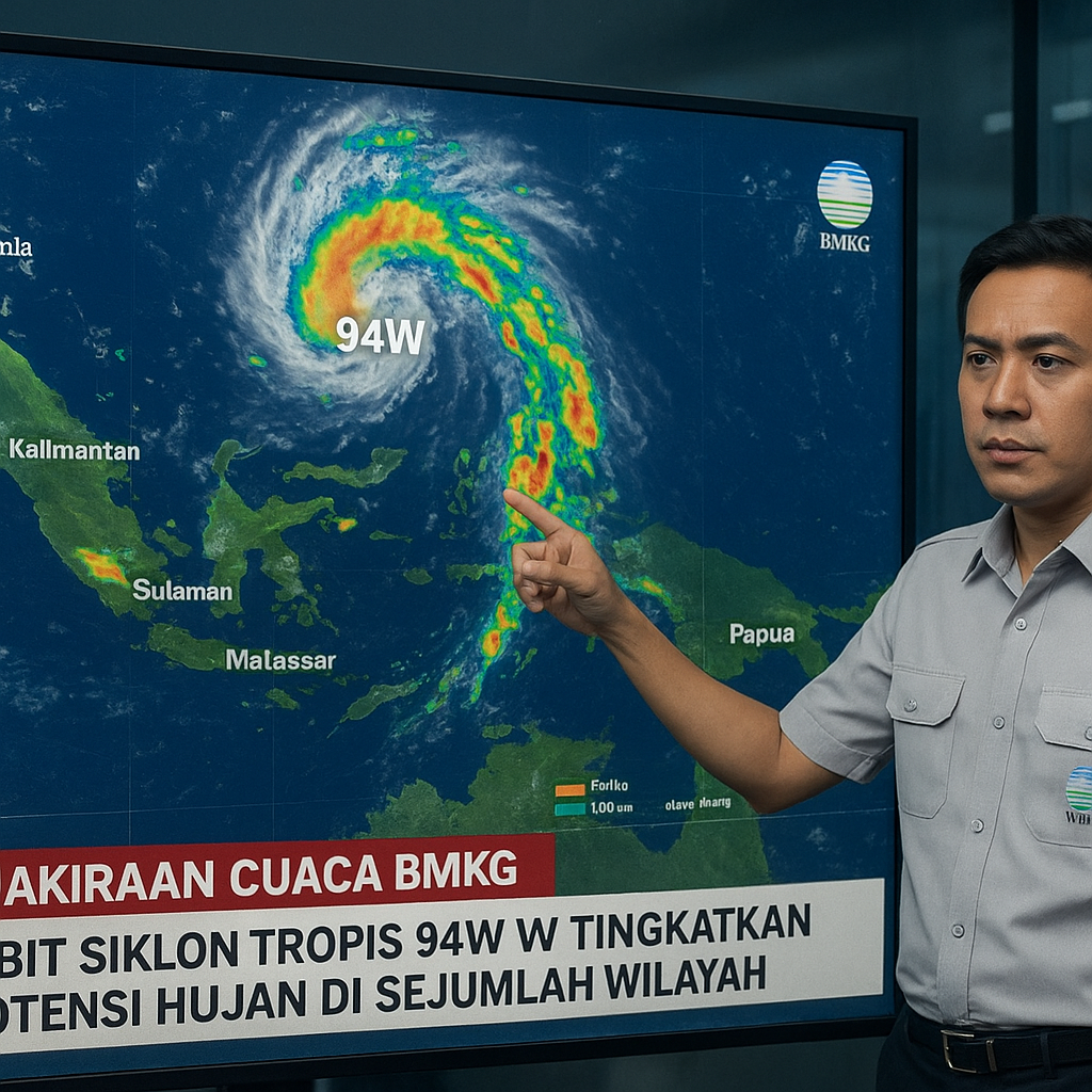 Prakiraan Cuaca BMKG: Bibit Siklon Tropis 94W Tingkatkan Potensi Hujan di Sejumlah Wilayah