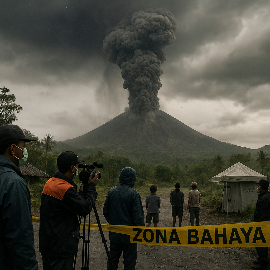 Gunung Lewotobi Laki-Laki Tiga Kali Erupsi, Kolom Abu Capai 800 Meter