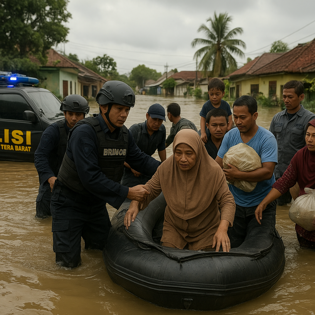 Polri Evakuasi Warga Terdampak Banjir di Sejumlah Titik Kota Padang