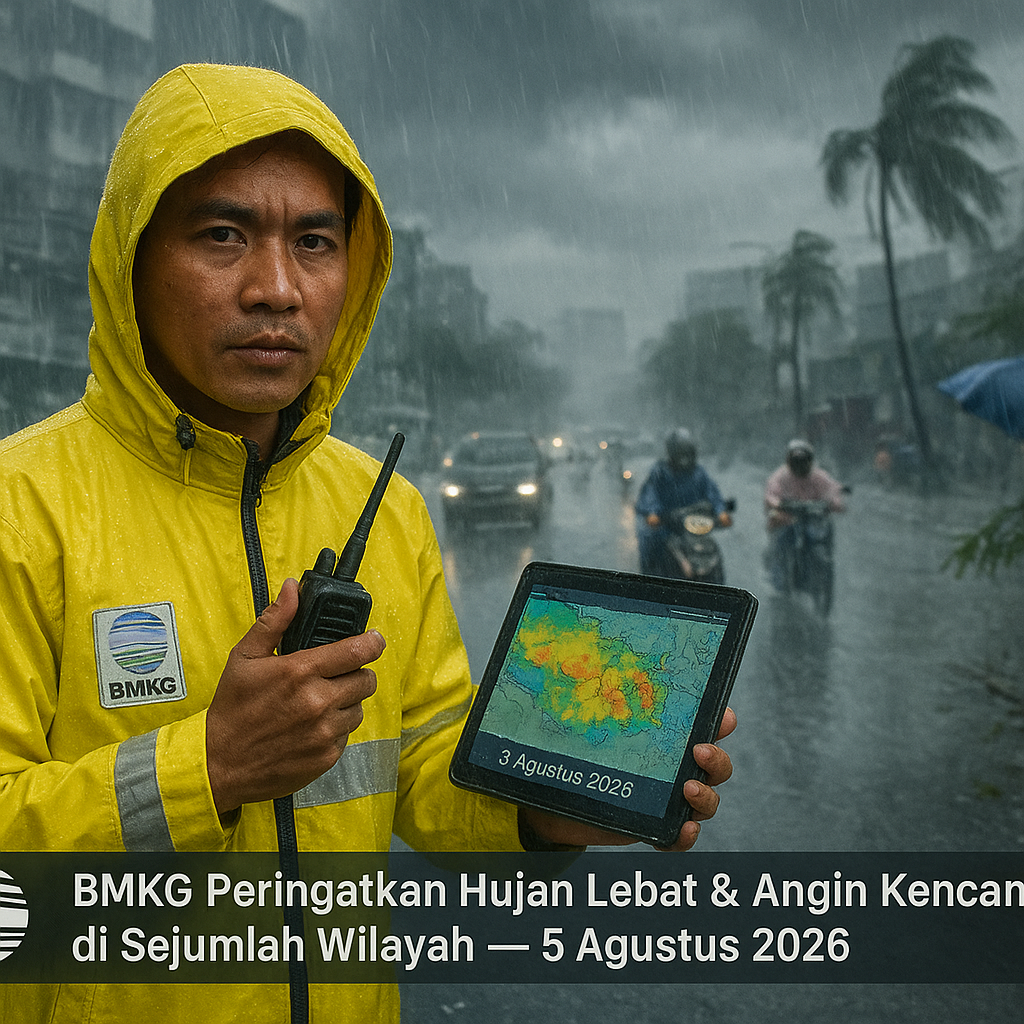 BMKG Peringatkan Hujan Lebat dan Angin Kencang di Sejumlah Wilayah pada 5 Agustus 2026