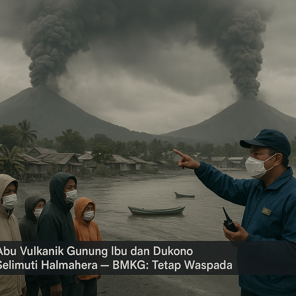 Abu Vulkanik Gunung Ibu dan Dukono Selimuti Halmahera, BMKG: Tetap Waspada