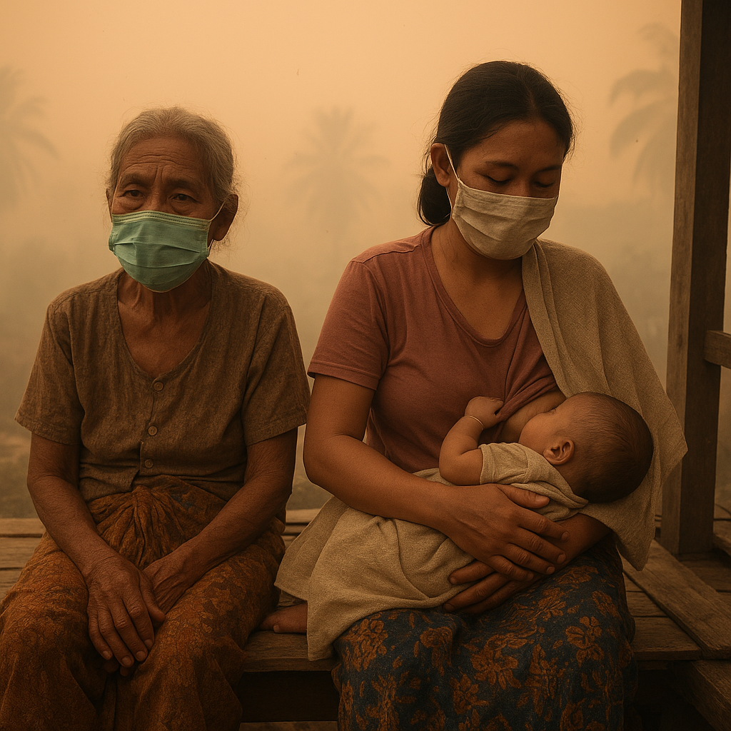 Karhutla Kalimantan: Lansia, Ibu Menyusui, dan Bayi Bertahan di Tengah Asap