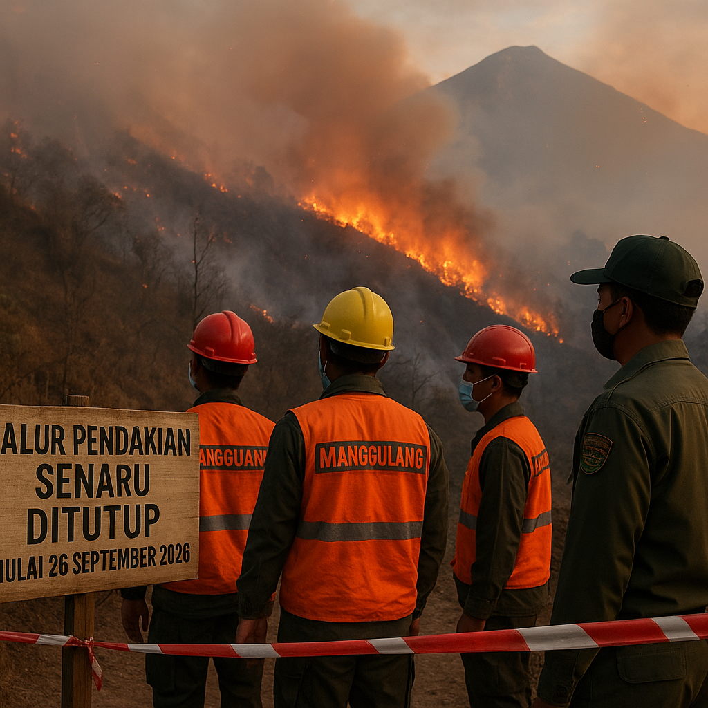 Kebakaran Mengarah ke Pelawangan Senaru, Jalur Pendakian Gunung Rinjani Ditutup Mulai 26 September 2026