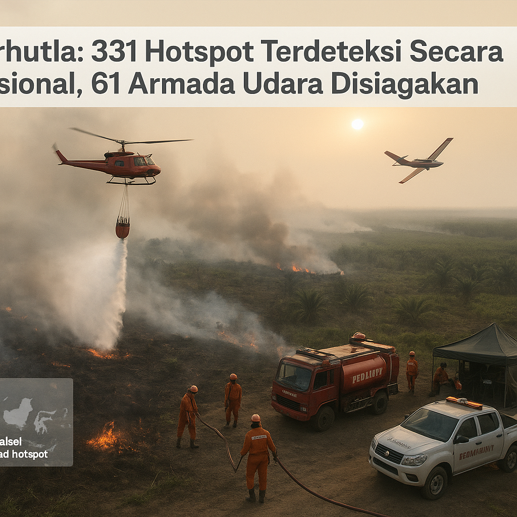 Karhutla: 331 Hotspot Terdeteksi Secara Nasional, 61 Armada Udara Disiagakan