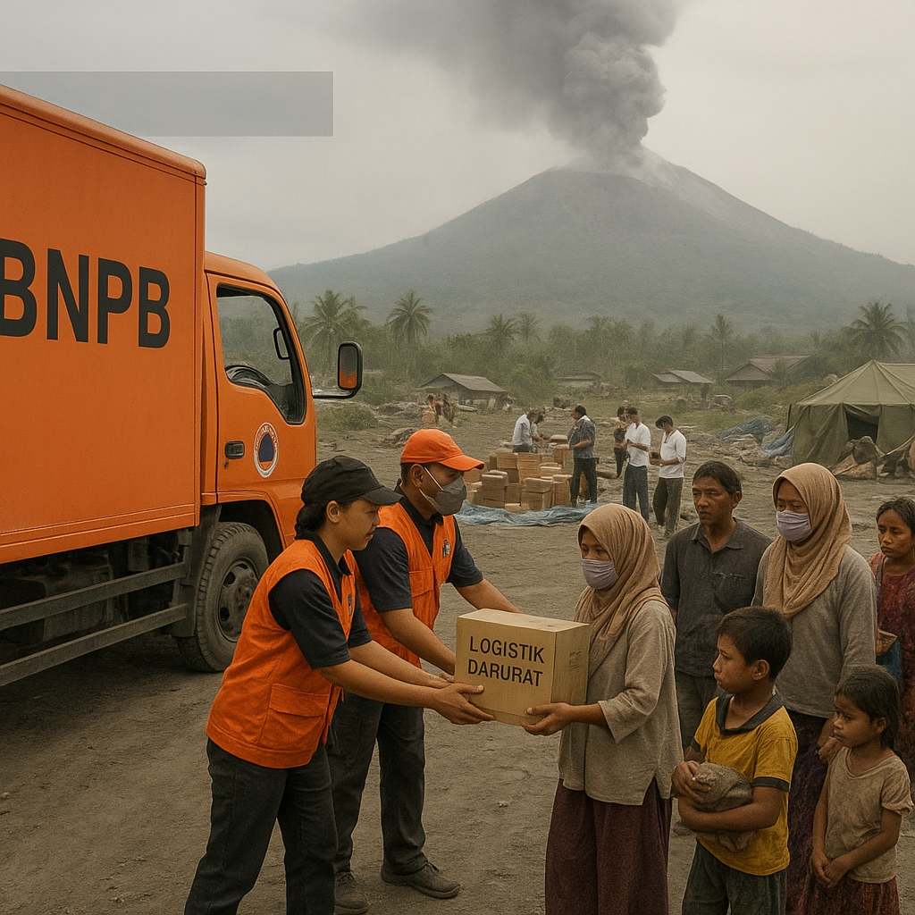 BNPB Salurkan Bantuan Logistik Darurat ke Pengungsi Erupsi Gunung Ibu di Halmahera