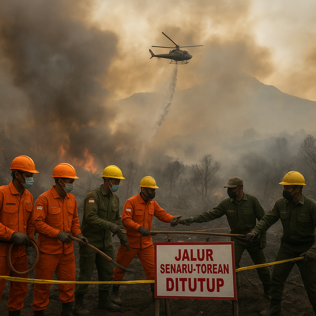 Karhutla Gunung Rinjani 1.098,75 Hektare, Jalur Senaru-Torean Ditutup